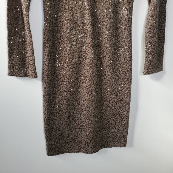 Alice + Olivia Nala Sequined Dress in Chocolate (Brown) Knee Length Classy - Picture 10 of 12